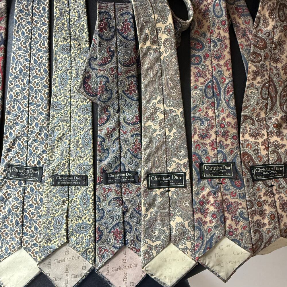 VTG CHRISTIAN DIOR Silk Ties Lot Of 7 Old Money Preppy Ivy League Quiet Luxury